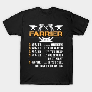 Farrier Hourly Rate T-Shirt Funny Farrier Horse T-Shirt